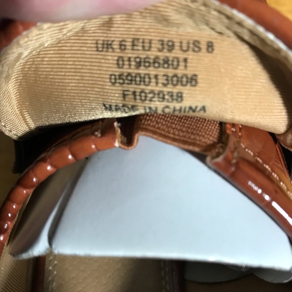 ASOS Design Women’s Shoe Loafer Chestnut Croc Wedge Gold Braid Detail - Picture 4 of 7